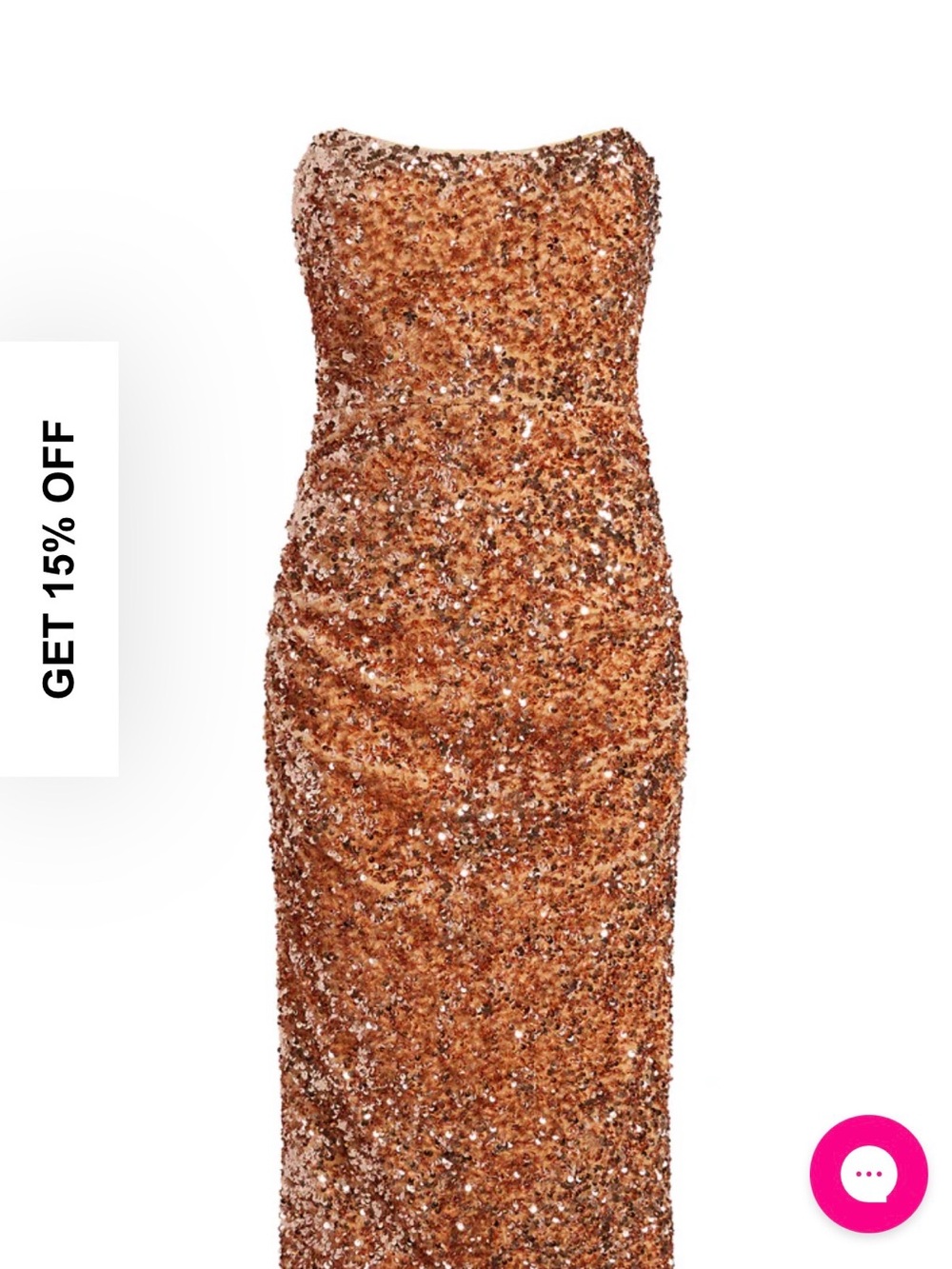 Likely Strapless Sequin Gown in Copper Glitter